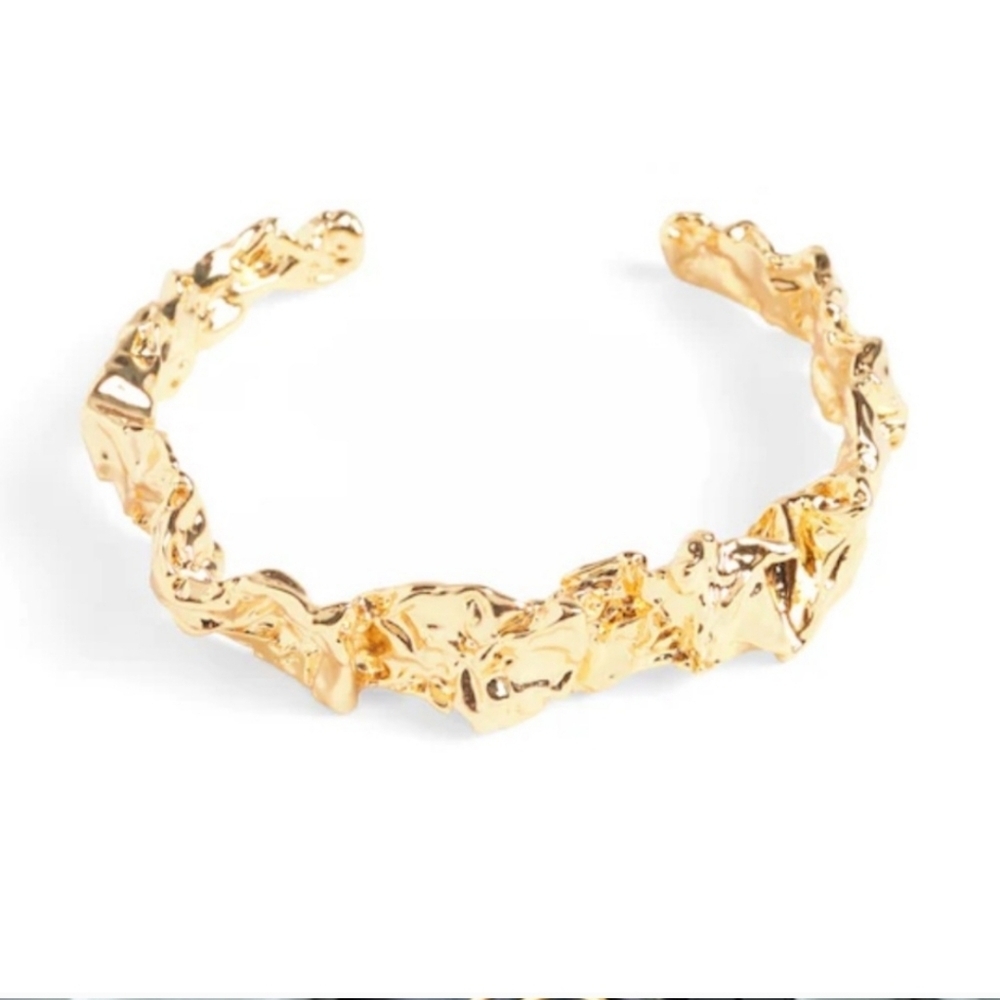 NWT 220$ Amber Sceats Crushed 24k Gold Plated Emery Cuff Bracelet - Picture 8 of 8